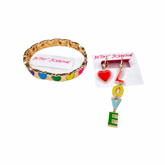 Betsey Johnson Love and Heart Mismatch Earrings - Picture 2 of 3